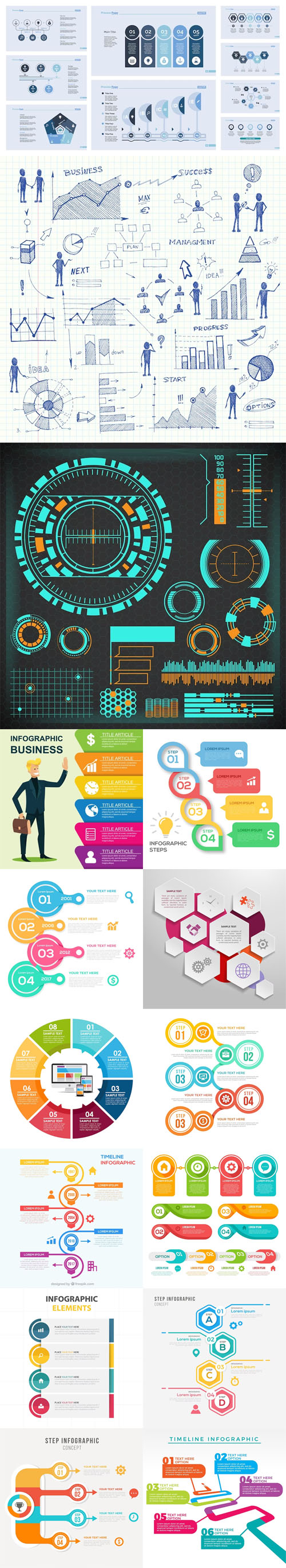 Business Infographic Elements Vector Templates Collection
