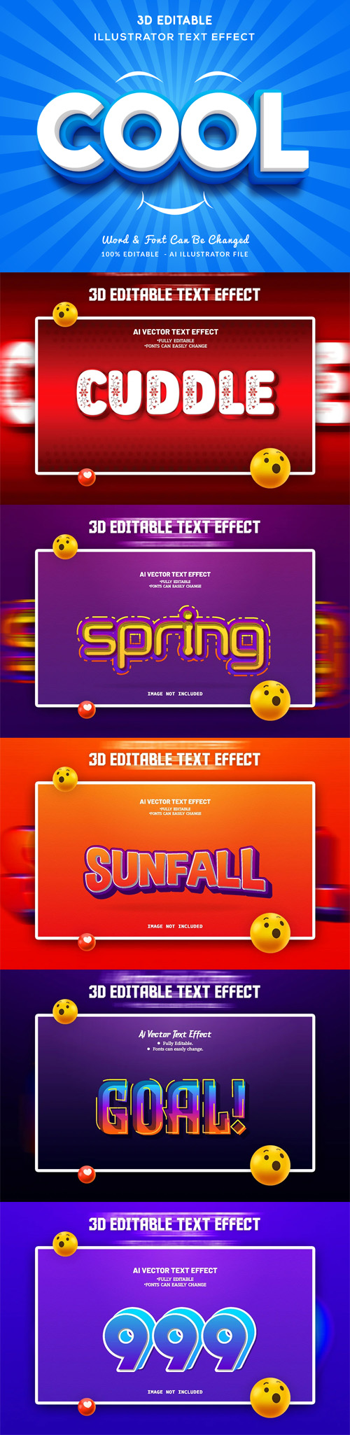 Cool Pack - 3D Editable Text Effects for Illustrator