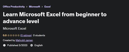 Learn Microsoft Excel from beginner to advance level