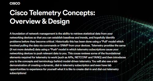 INE - Cisco Telemetry Concepts Overview & Design