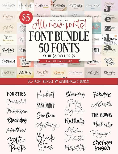 All New Fonts! 50 Font Bundle - The Magical Font Bundle - 2432901