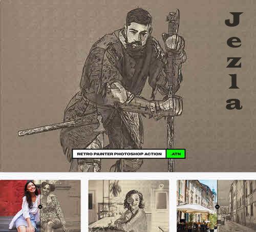 Retro Painter Photoshop Action - JZPWCJF