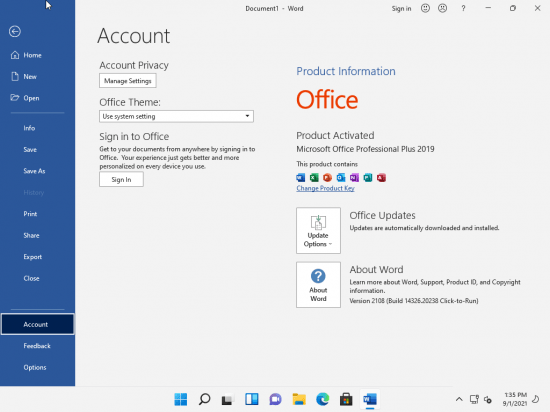Windows 11 Pro/Enterprise Build 22000.168 (No TPM Required) With Office 2019 Pro Plus Preactivated