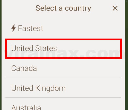 set VPN location to US server