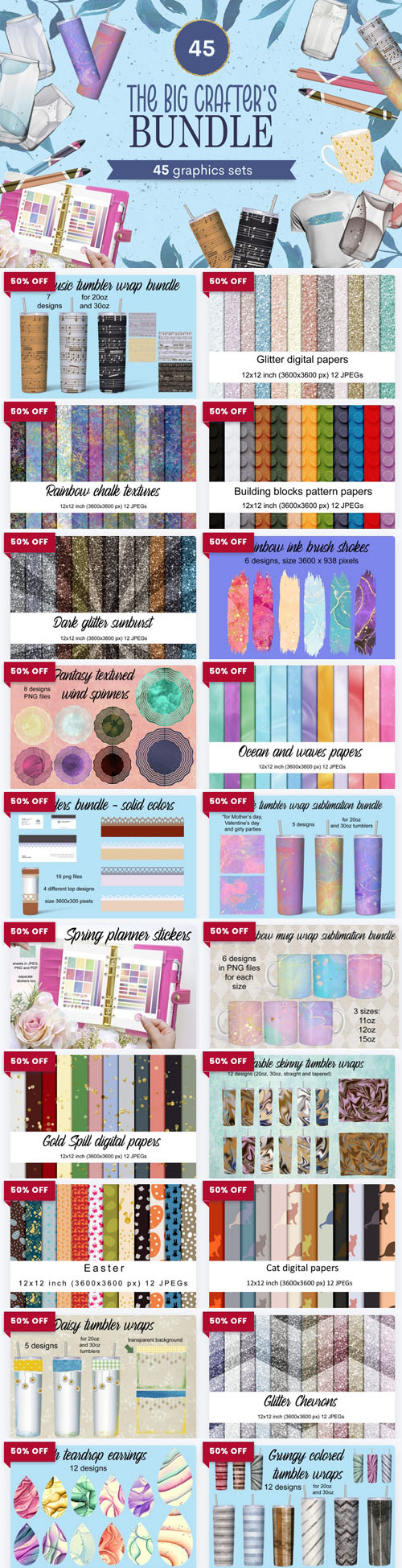 Big Crafter's Bundle - 45 Premium Graphics