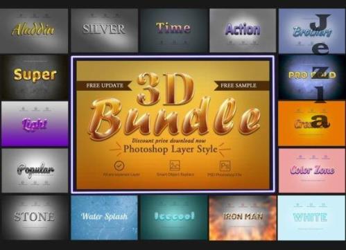 3D Bundle Photoshop Layer Style 2 - 3945002