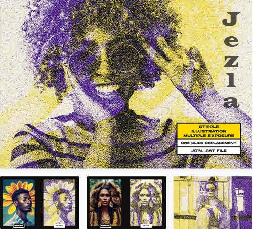 Stipple Illustration Multiple Exposure Action - FPGFS4G