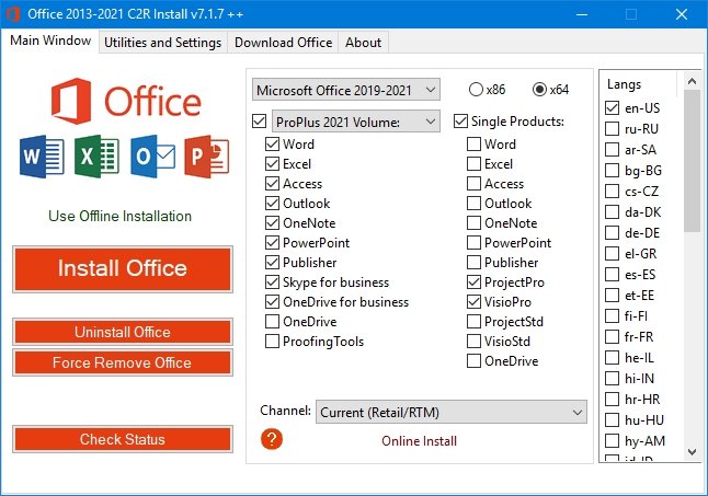 Office 2013-2021 C2R Install / Install Lite 7.1.7