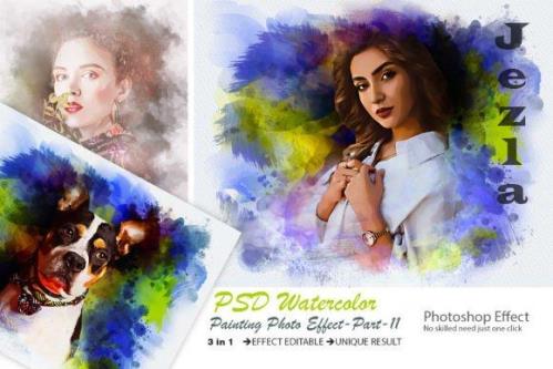 PSD Watercolor Painting Photo Effect - 10969218