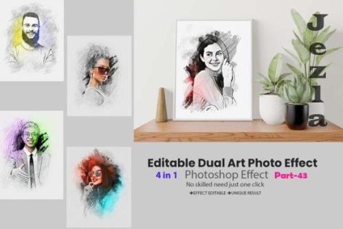 Editable Dual Art Photo Effect - 12699109