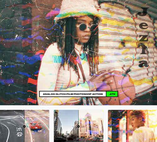 Analog Glitch Film Photoshop Action - ZAU4KQ9