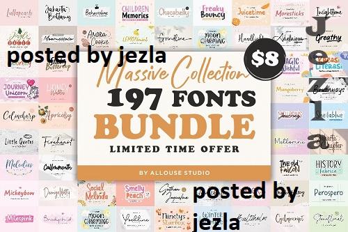 Massive Collection Font Bundle - 197 Premium Fonts