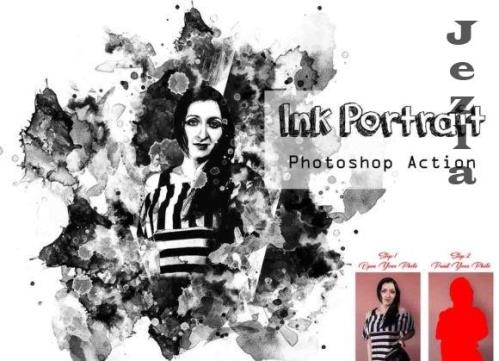 Ink Portrait Photoshop Action - 13448421